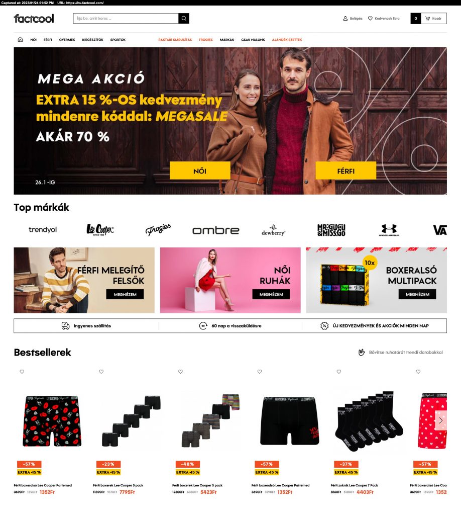 Márkás ruházati termékek és cipők nők és férfiak részére - Factcool ruházat